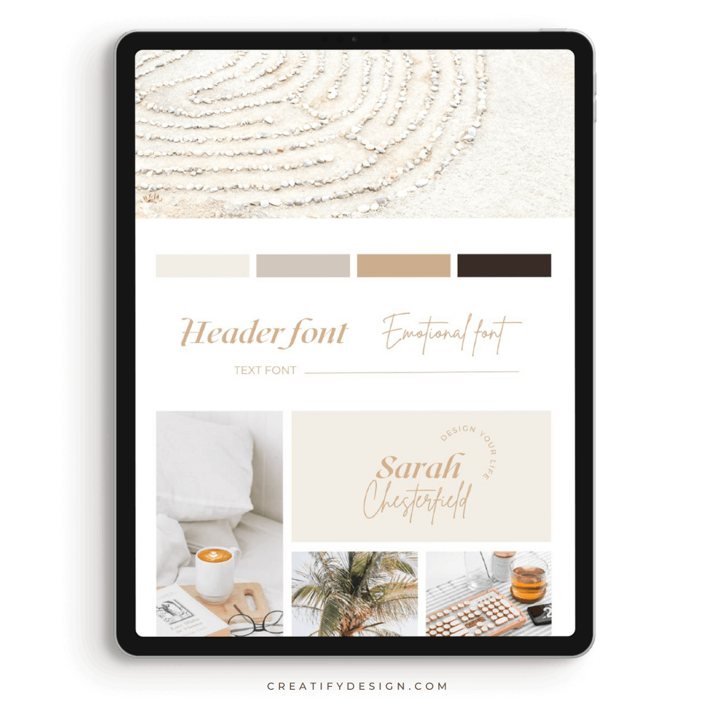 Download the mood board template from Creatify Design and use this as a blueprint to create a mood board for your own coaching business.
