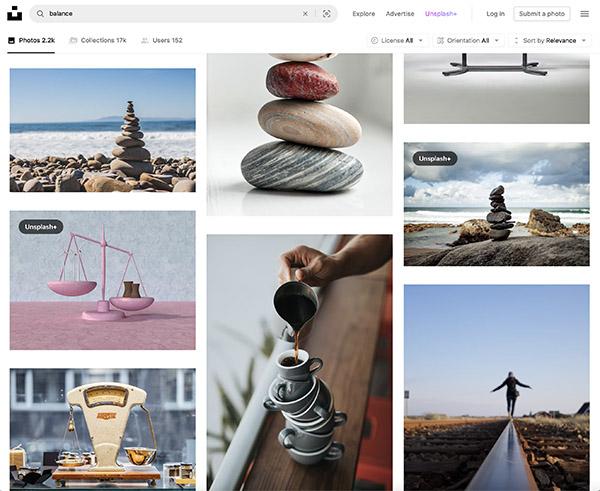 Choose images that appeal to you and convey an image of "balance".